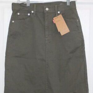 Vintage 1999 Levi's Red Tab Green Stretch Skirt Women's Misses Size 6 90s
